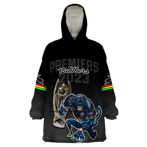 custom-panthers-premier-2023-wearable-blanket-hoodie-mascot-with-nrl-trophy-black-version