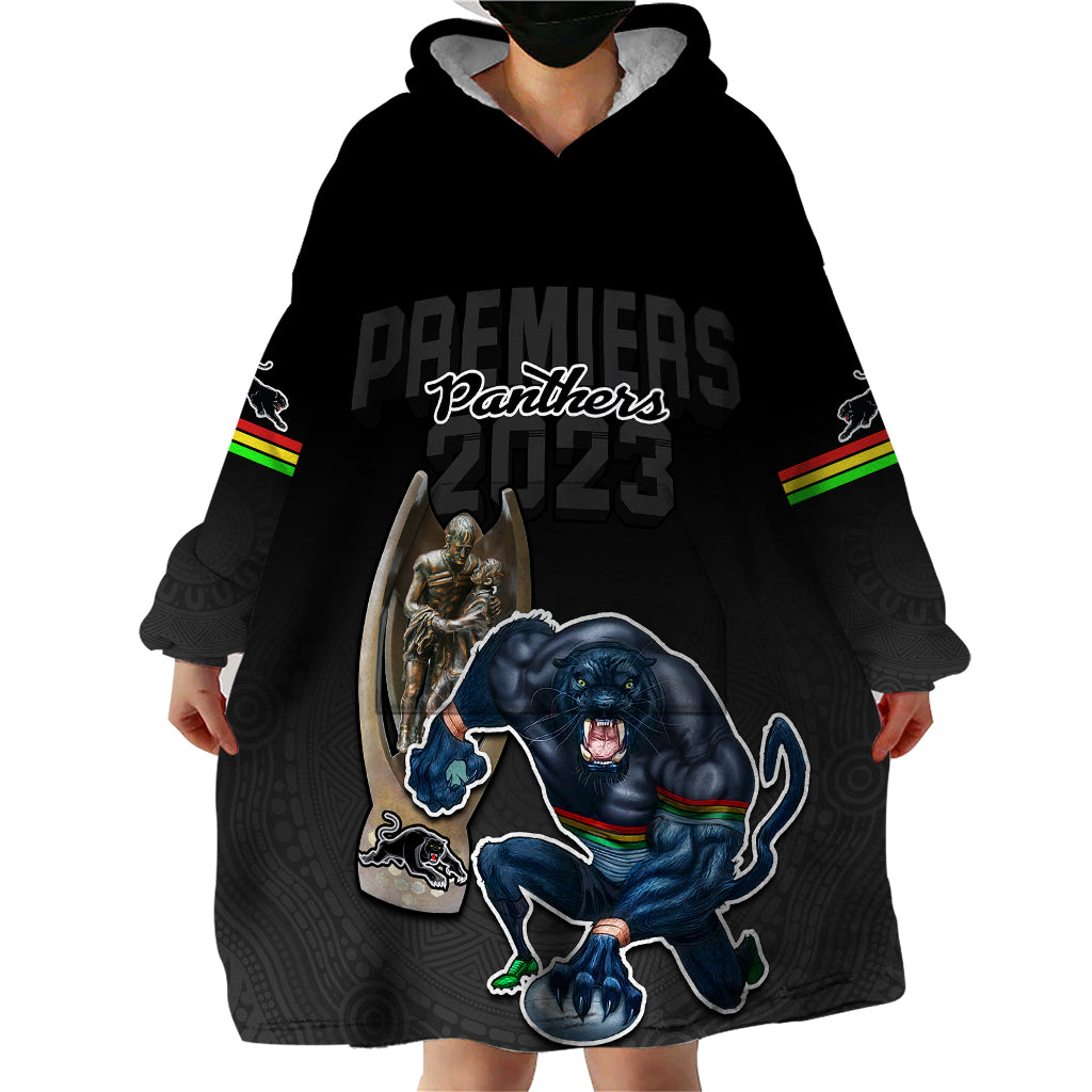 custom-panthers-premier-2023-wearable-blanket-hoodie-mascot-with-nrl-trophy-black-version