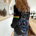 Custom Panthers Premier 2023 Women Casual Shirt Mascot with NRL Trophy Black Version LT9