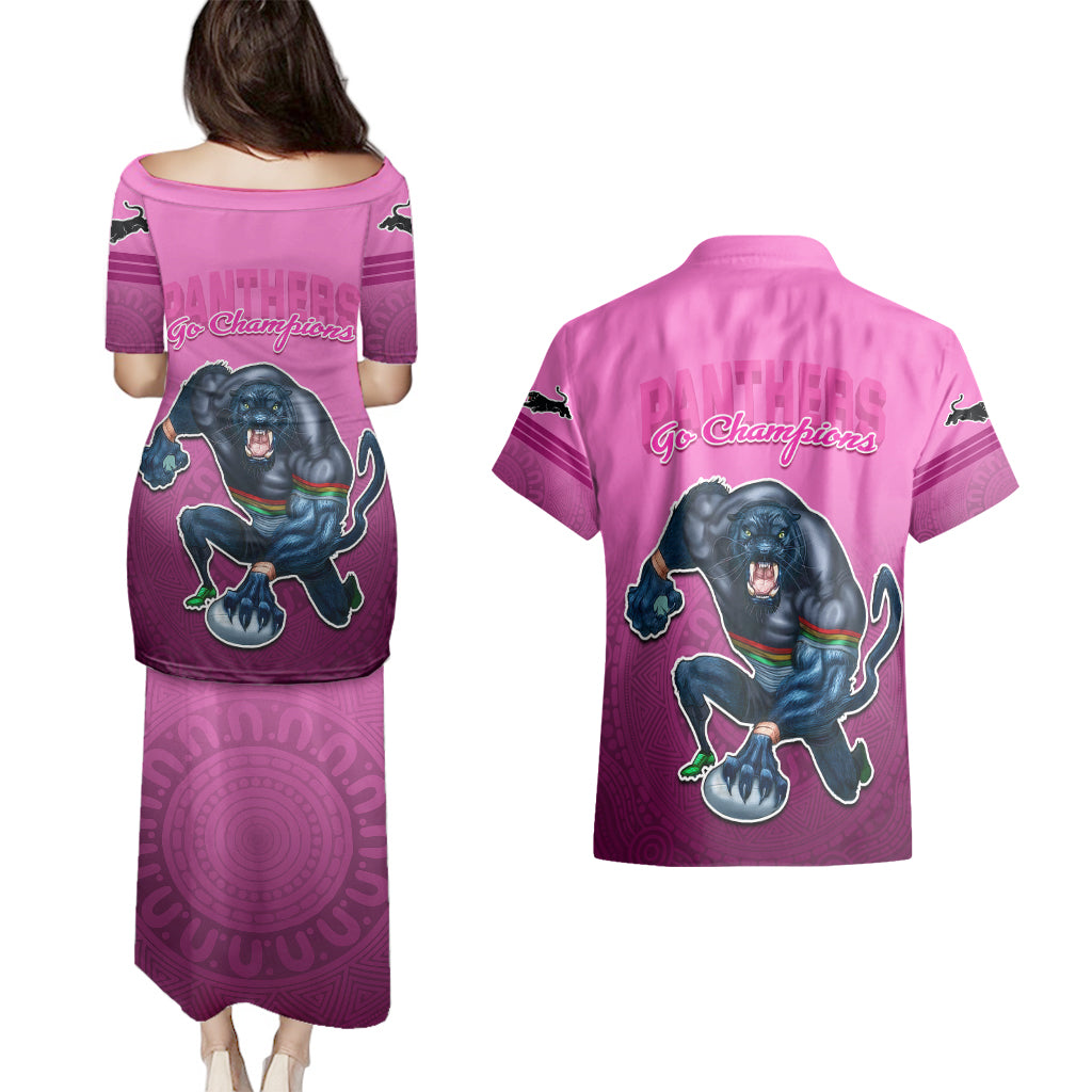panthers-premier-2024-couples-matching-puletasi-dress-and-hawaiian-shirt-mascot-with-nrl-trophy-pink-version