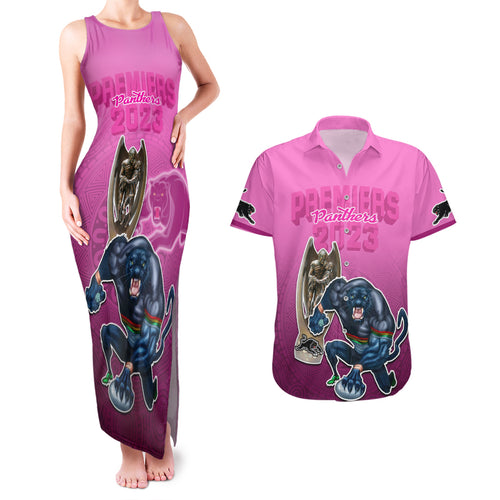panthers-premier-2024-couples-matching-tank-maxi-dress-and-hawaiian-shirt-mascot-with-nrl-trophy-pink-version