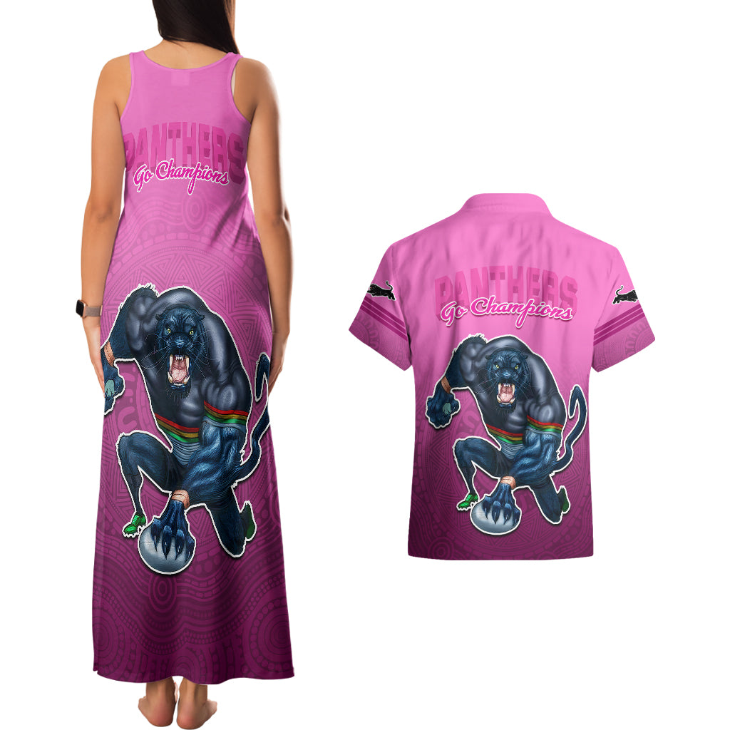 panthers-premier-2024-couples-matching-tank-maxi-dress-and-hawaiian-shirt-mascot-with-nrl-trophy-pink-version