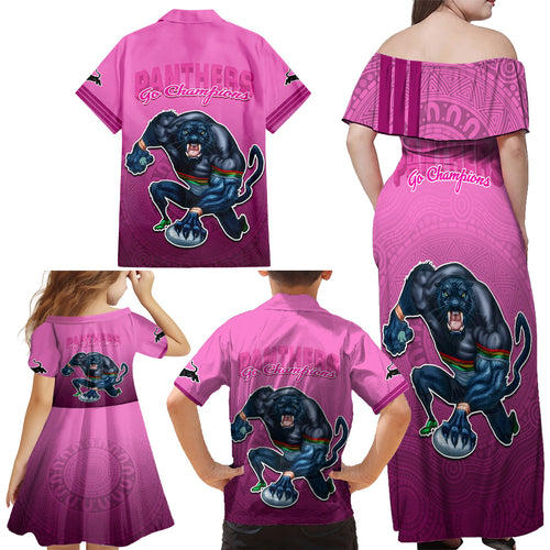 panthers-premier-2024-family-matching-off-shoulder-maxi-dress-and-hawaiian-shirt-mascot-with-nrl-trophy-pink-version
