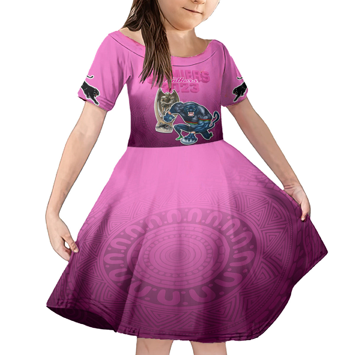 panthers-premier-2024-family-matching-short-sleeve-bodycon-dress-and-hawaiian-shirt-mascot-with-nrl-trophy-pink-version
