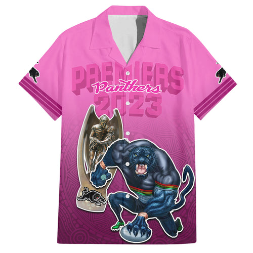 panthers-premier-2024-family-matching-summer-maxi-dress-and-hawaiian-shirt-mascot-with-nrl-trophy-pink-version