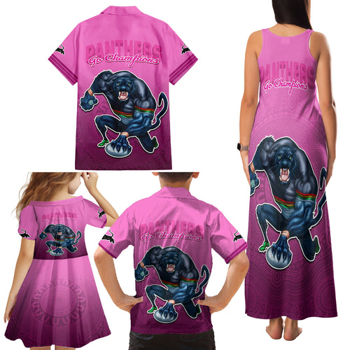 panthers-premier-2024-family-matching-tank-maxi-dress-and-hawaiian-shirt-mascot-with-nrl-trophy-pink-version