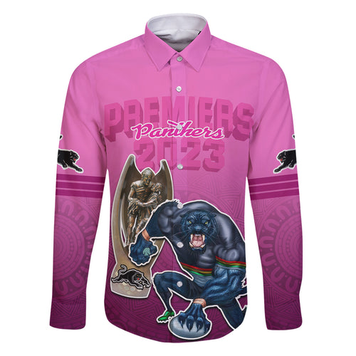 panthers-premier-2024-family-matching-tank-maxi-dress-and-hawaiian-shirt-mascot-with-nrl-trophy-pink-version
