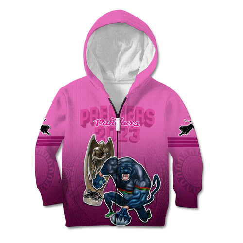 panthers-premier-2024-kid-hoodie-mascot-with-nrl-trophy-pink-version