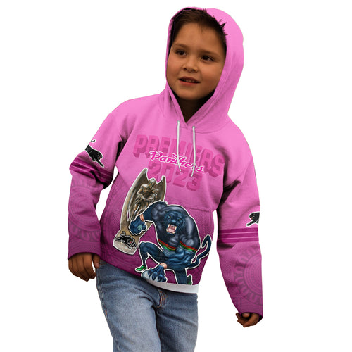 panthers-premier-2024-kid-hoodie-mascot-with-nrl-trophy-pink-version