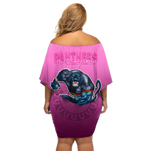 panthers-premier-2024-off-shoulder-short-dress-mascot-with-nrl-trophy-pink-version