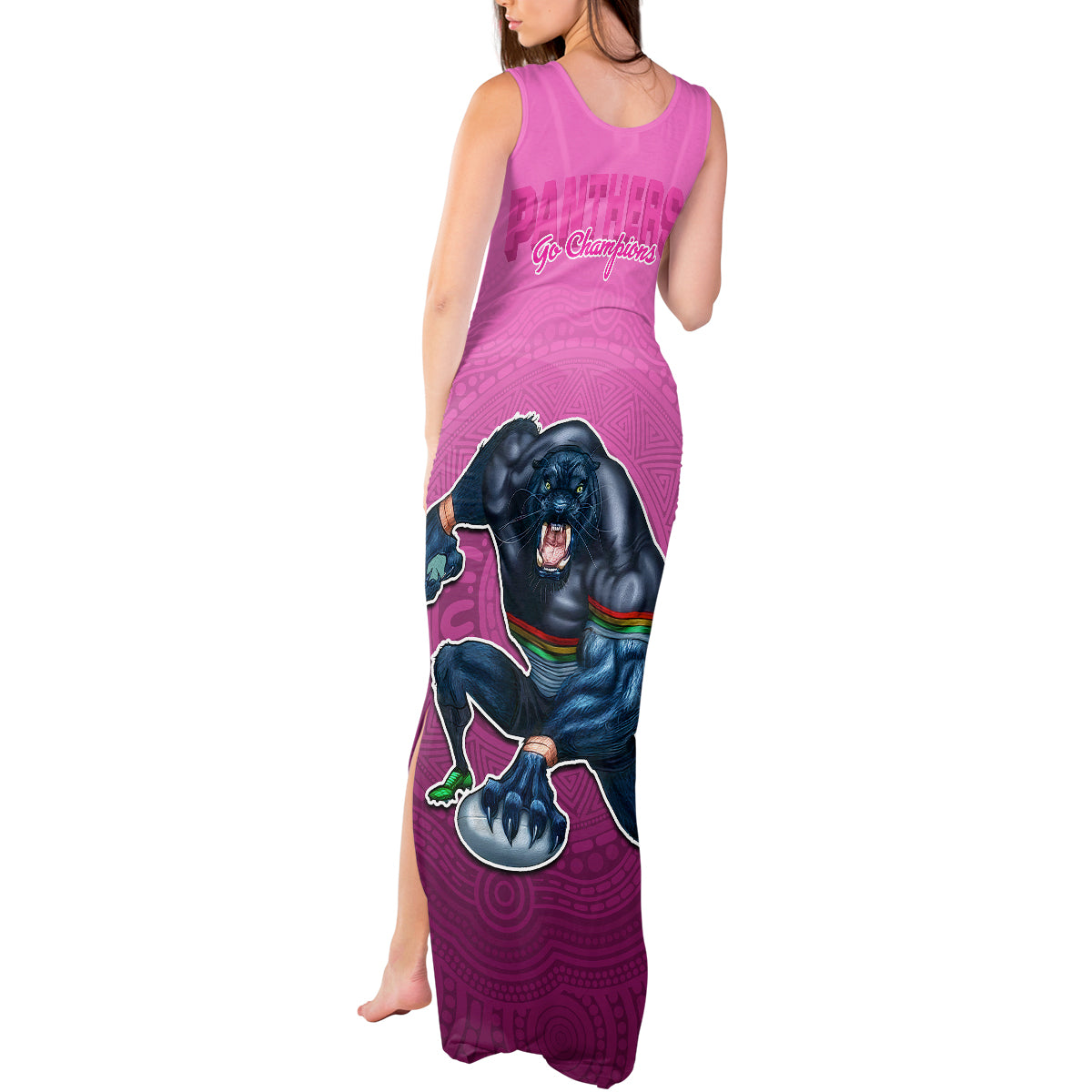 panthers-premier-2024-tank-maxi-dress-mascot-with-nrl-trophy-pink-version