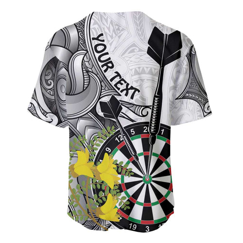 Personalised New Zealand Darts Baseball Jersey Kowhai Floral with Maori Tattoo