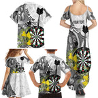 Personalised New Zealand Darts Family Matching Summer Maxi Dress and Hawaiian Shirt Kowhai Floral with Maori Tattoo