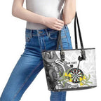 Personalised New Zealand Darts Leather Tote Bag Kowhai Floral with Maori Tattoo
