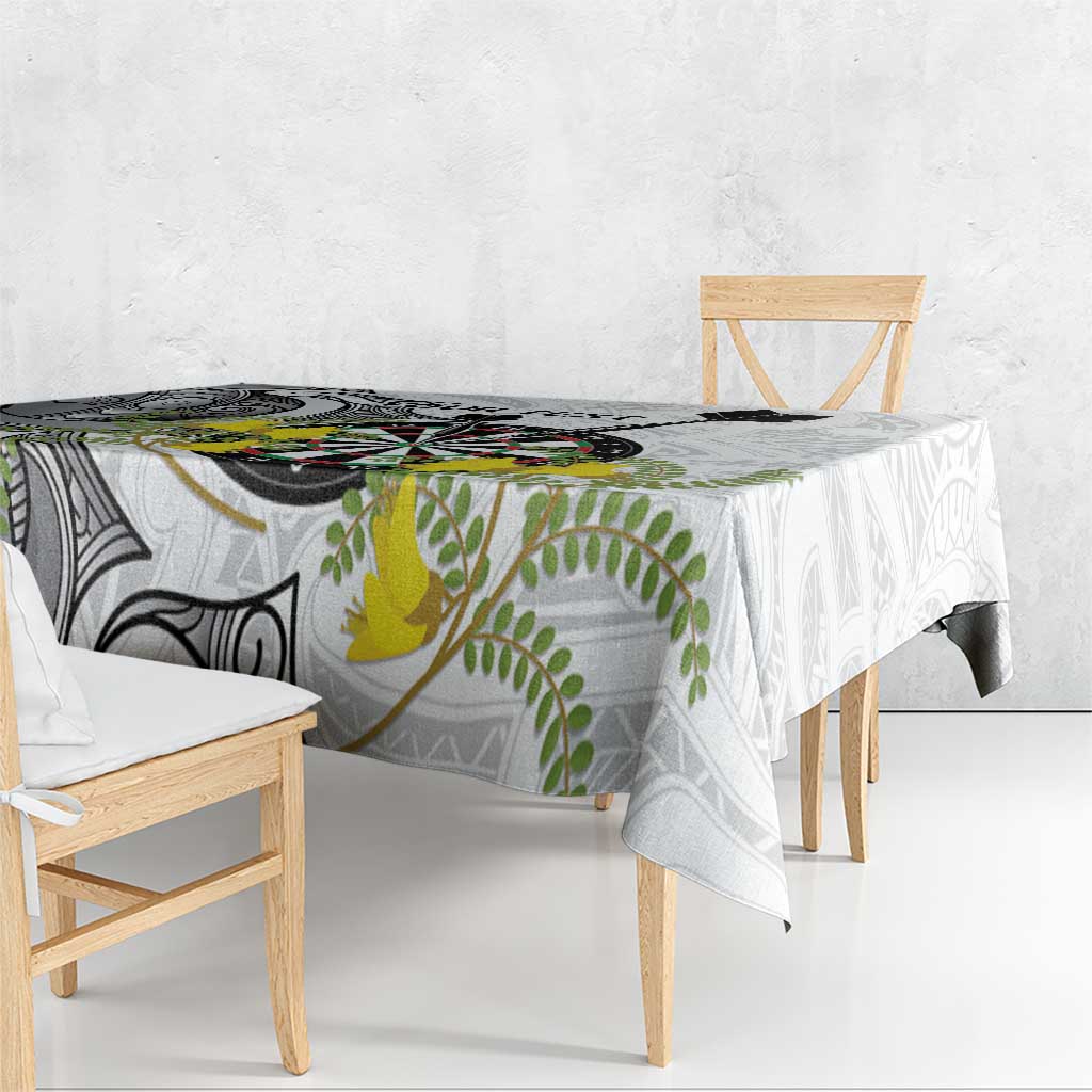 Personalised New Zealand Darts Tablecloth Kowhai Floral with Maori Tattoo