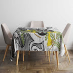 Personalised New Zealand Darts Tablecloth Kowhai Floral with Maori Tattoo