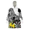Personalised New Zealand Darts Wearable Blanket Hoodie Kowhai Floral with Maori Tattoo