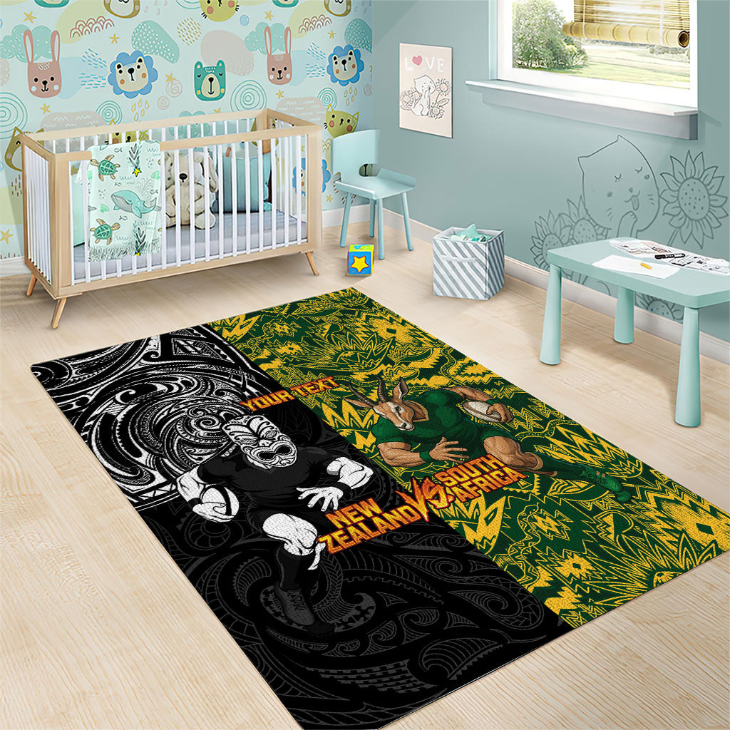 Custom New Zealand vs South Africa Area Rug Rugby Rivalry Two Nations One Battle