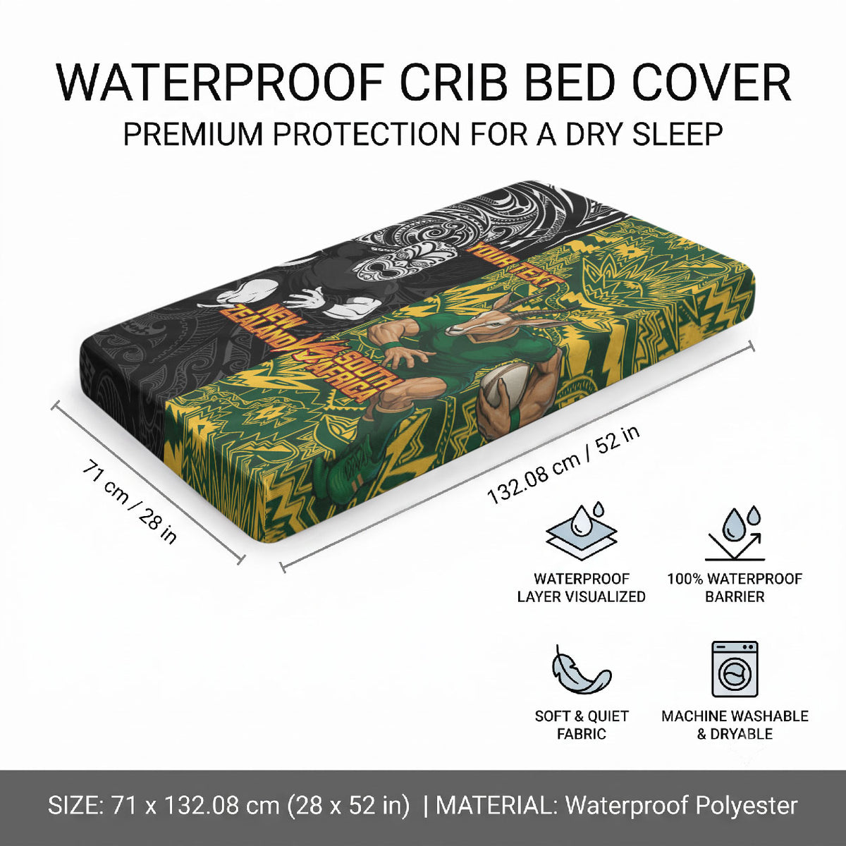 Custom New Zealand vs South Africa Baby Bed Cover Rugby Rivalry Two Nations One Battle