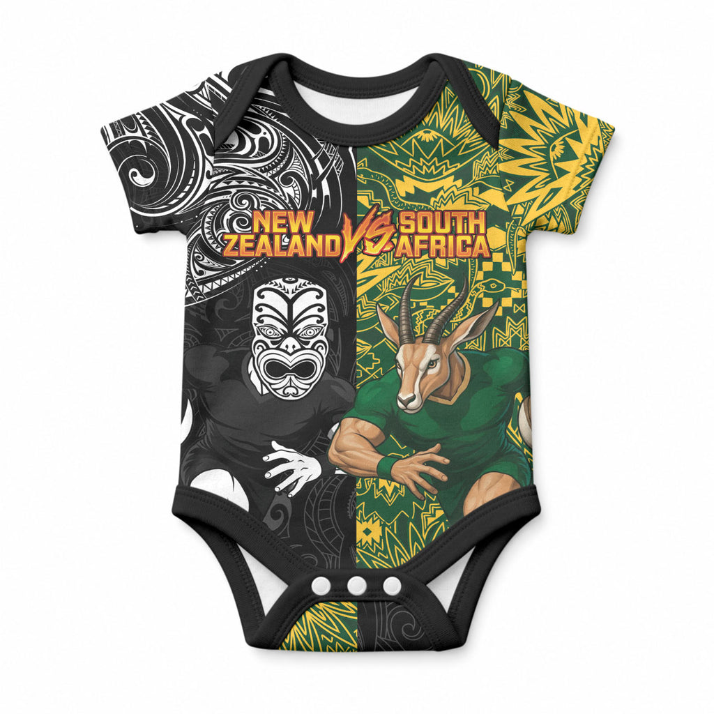Custom New Zealand vs South Africa Baby Onesie Rugby Rivalry Two Nations One Battle
