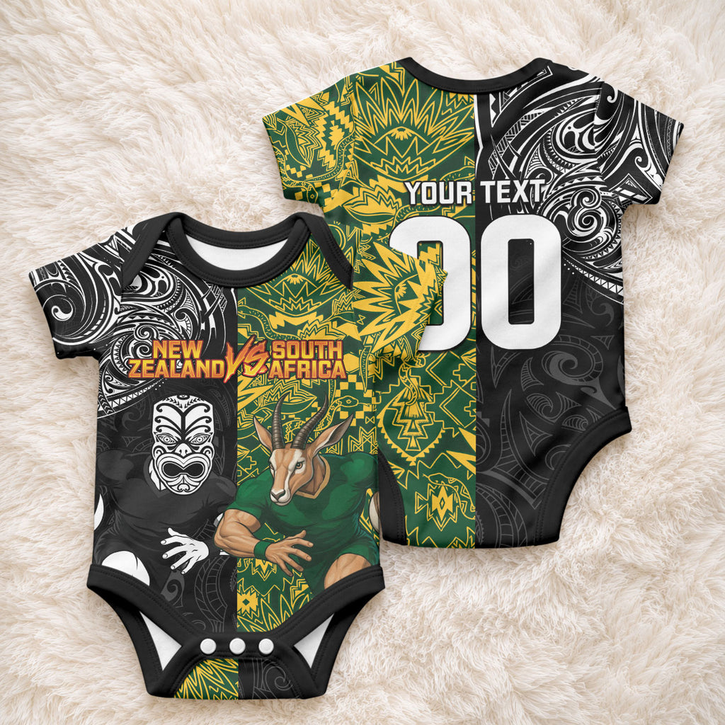 Custom New Zealand vs South Africa Baby Onesie Rugby Rivalry Two Nations One Battle