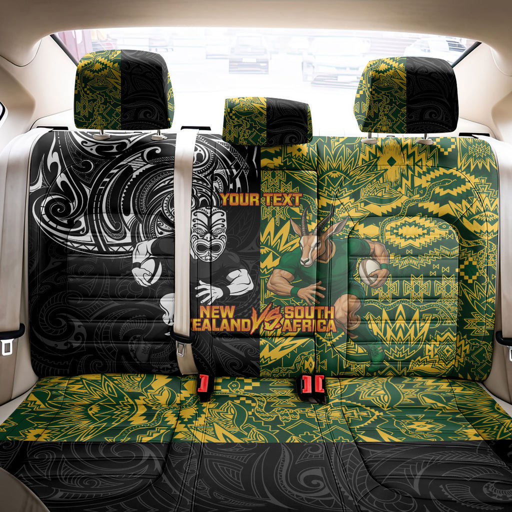 Custom New Zealand vs South Africa Back Car Seat Cover Rugby Rivalry Two Nations One Battle