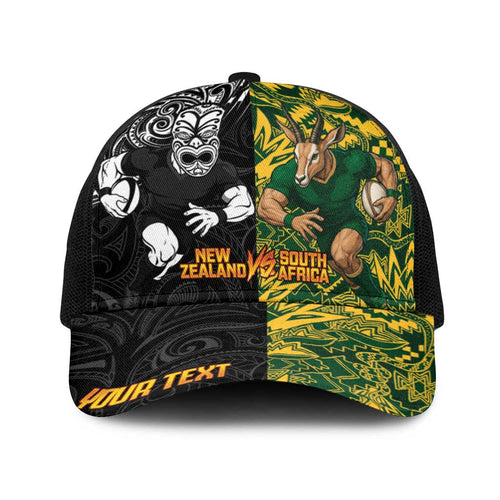 Personalised New Zealand vs South Africa Baseball Net Cap Rugby Rivalry Two Nations One Battle