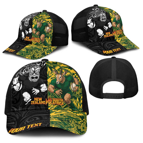 Personalised New Zealand vs South Africa Baseball Net Cap Rugby Rivalry Two Nations One Battle