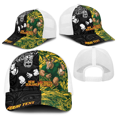 Personalised New Zealand vs South Africa Baseball Net Cap Rugby Rivalry Two Nations One Battle