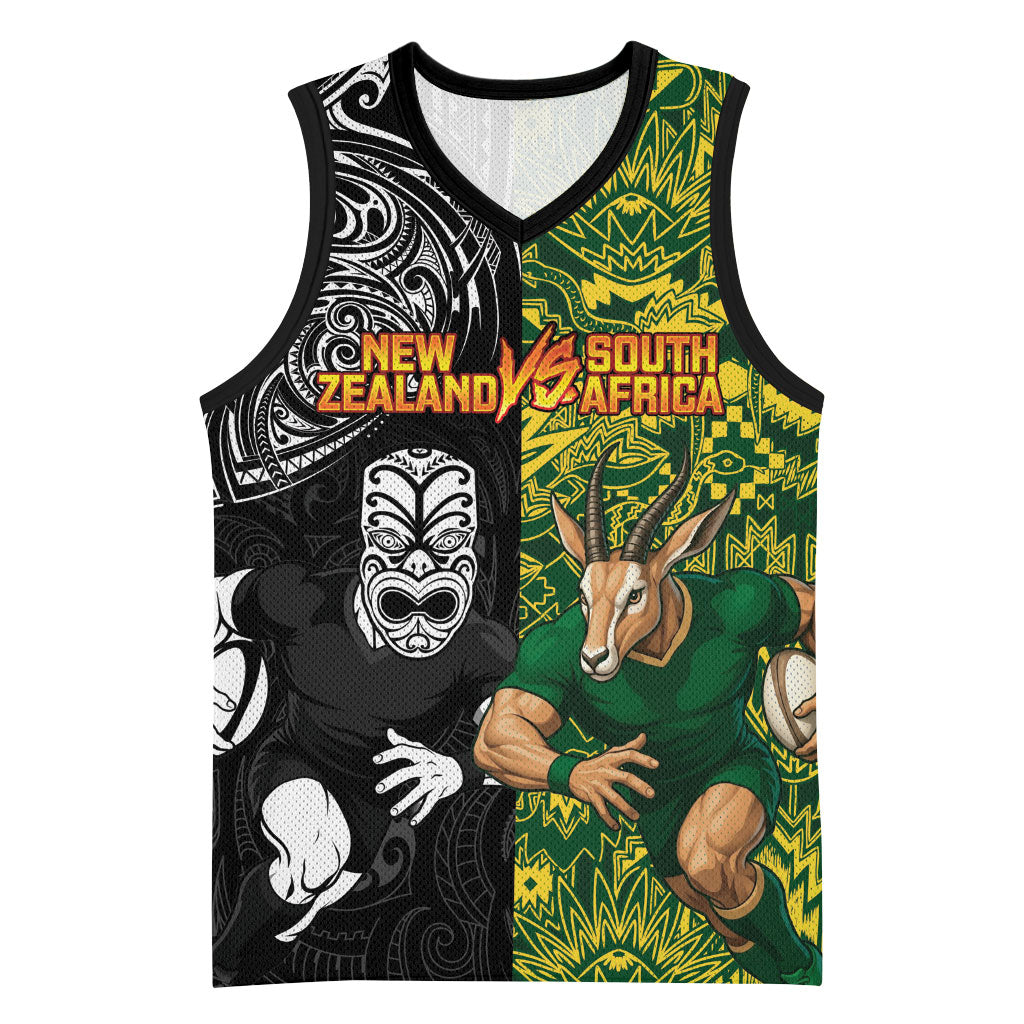 Custom New Zealand vs South Africa Basketball Jersey Rugby Rivalry Two Nations One Battle