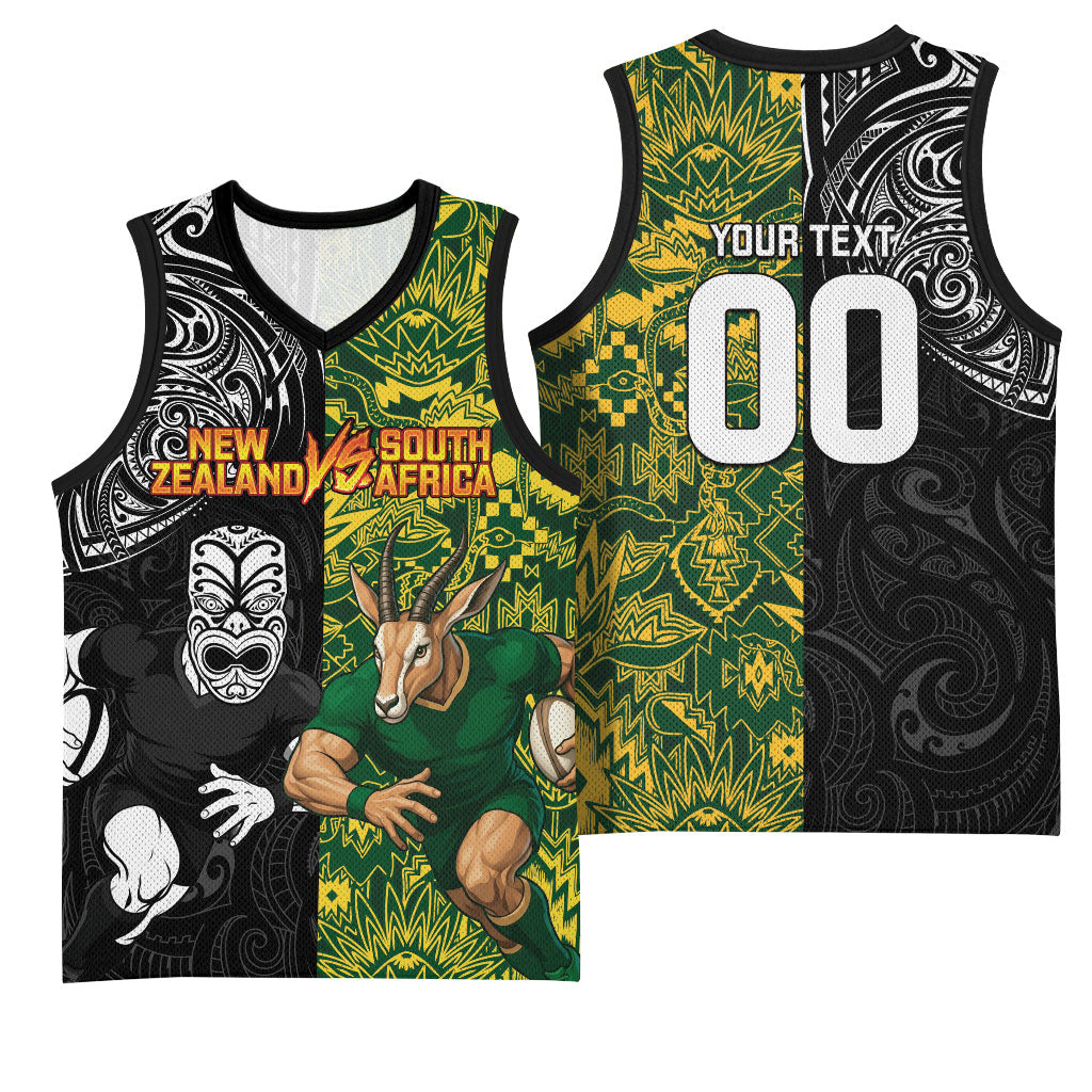Custom New Zealand vs South Africa Basketball Jersey Rugby Rivalry Two Nations One Battle