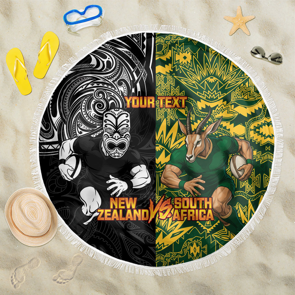 Custom New Zealand vs South Africa Beach Blanket Rugby Rivalry Two Nations One Battle