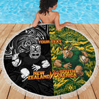 Custom New Zealand vs South Africa Beach Blanket Rugby Rivalry Two Nations One Battle