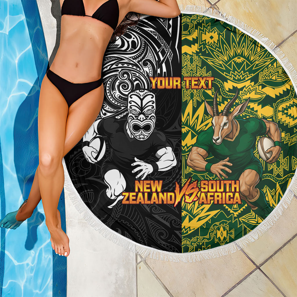 Custom New Zealand vs South Africa Beach Blanket Rugby Rivalry Two Nations One Battle
