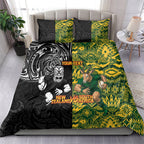 Custom New Zealand vs South Africa Bedding Set Rugby Rivalry Two Nations One Battle