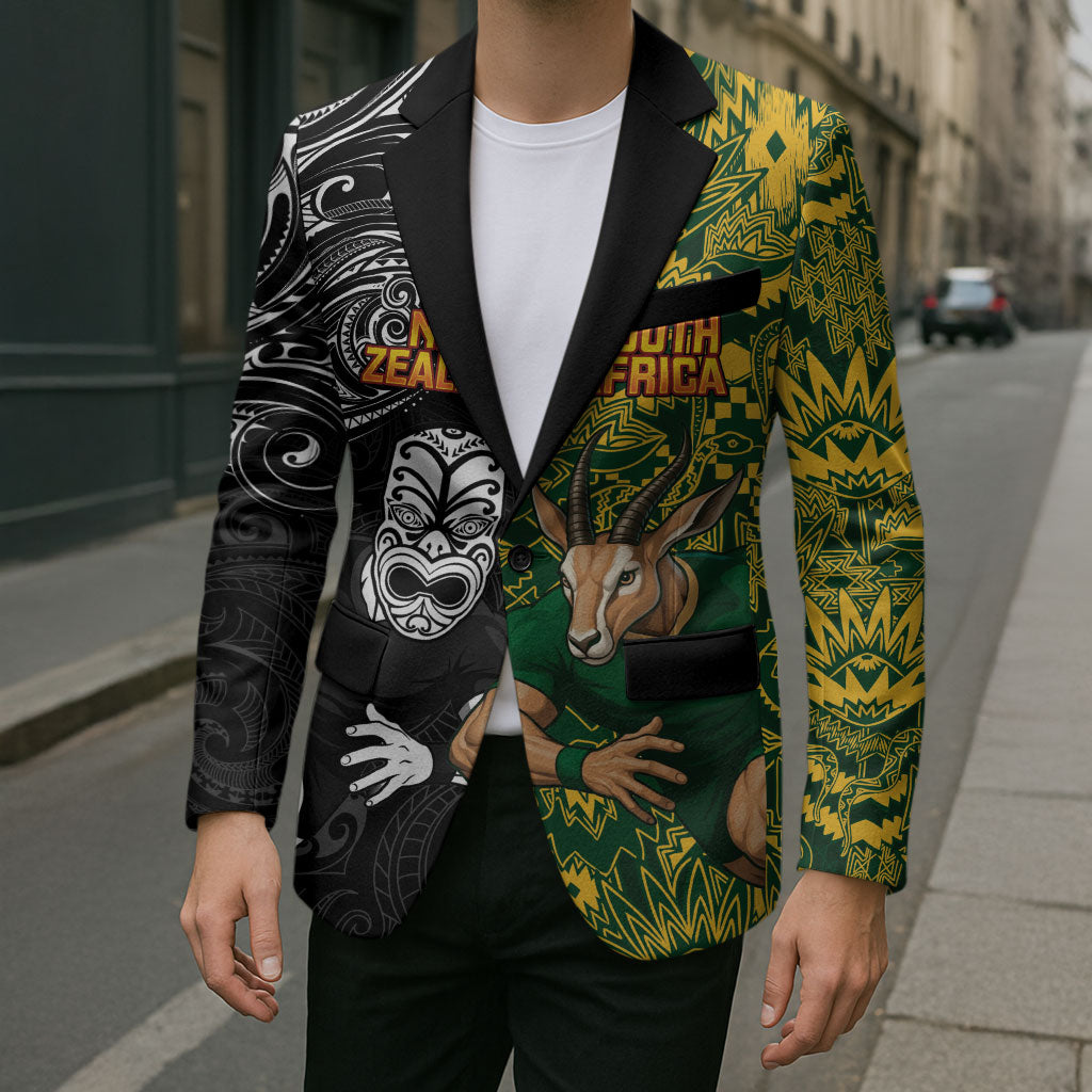 Custom New Zealand vs South Africa Blazer Rugby Rivalry Two Nations One Battle