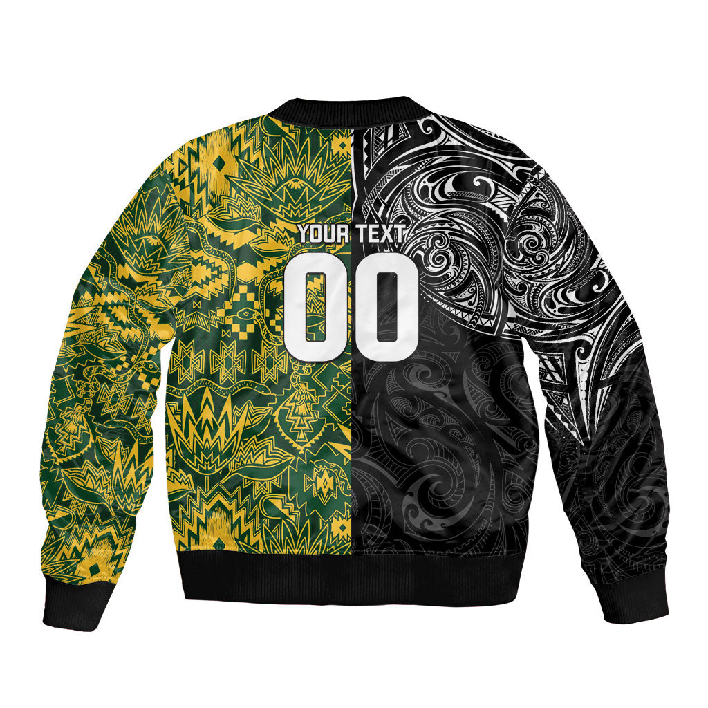Custom New Zealand vs South Africa Bomber Jacket Rugby Rivalry Two Nations One Battle
