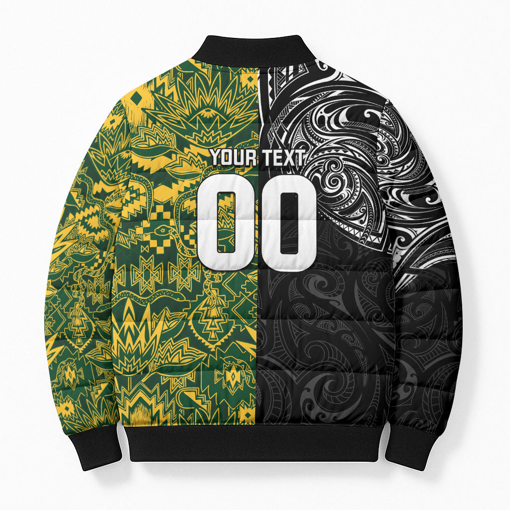 Custom New Zealand vs South Africa Bomber Puffer Jacket Rugby Rivalry Two Nations One Battle