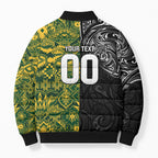 Custom New Zealand vs South Africa Bomber Puffer Jacket Rugby Rivalry Two Nations One Battle