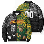 Custom New Zealand vs South Africa Bomber Puffer Jacket Rugby Rivalry Two Nations One Battle
