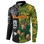 Custom New Zealand vs South Africa Button Sweatshirt Rugby Rivalry Two Nations One Battle
