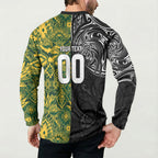 Custom New Zealand vs South Africa Button Sweatshirt Rugby Rivalry Two Nations One Battle