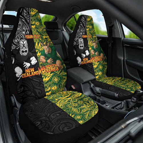 Custom New Zealand vs South Africa Car Seat Cover Rugby Rivalry Two Nations One Battle