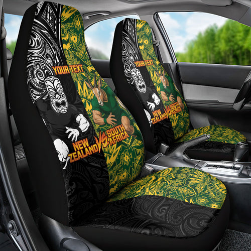 Custom New Zealand vs South Africa Car Seat Cover Rugby Rivalry Two Nations One Battle