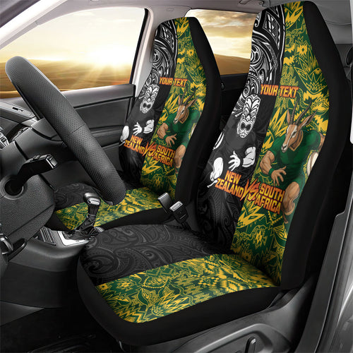 Custom New Zealand vs South Africa Car Seat Cover Rugby Rivalry Two Nations One Battle