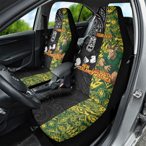 Custom New Zealand vs South Africa Car Seat Cover Rugby Rivalry Two Nations One Battle