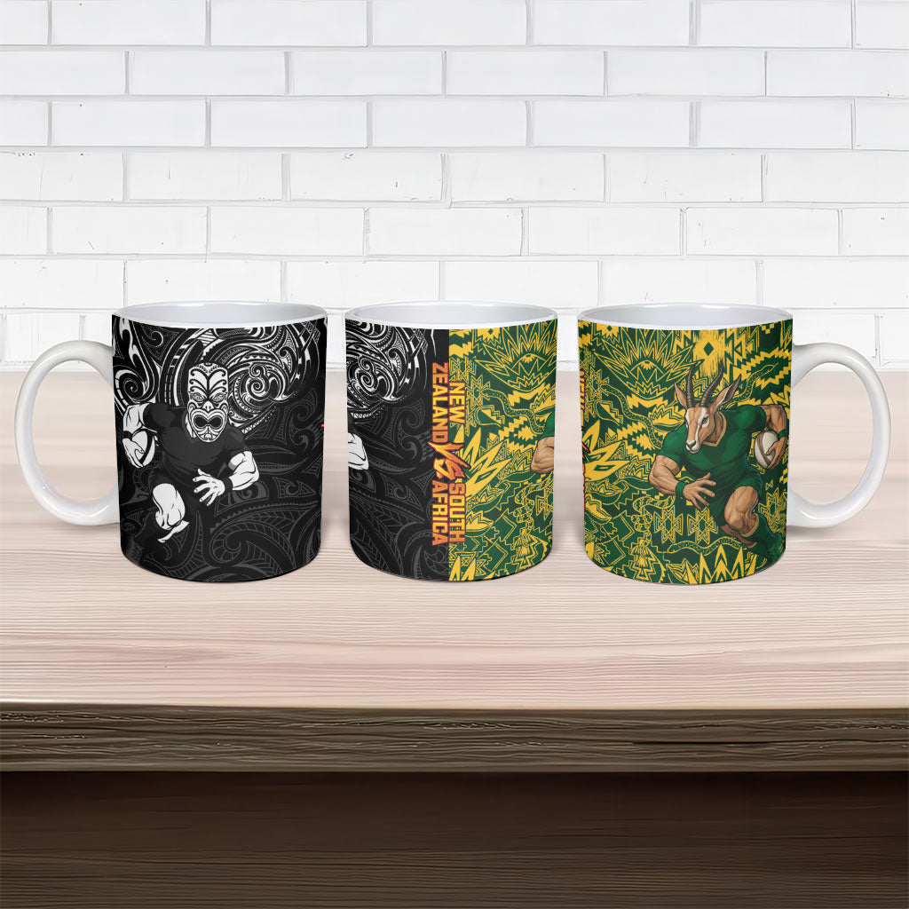 New Zealand vs South Africa Ceramic Mug Rugby Rivalry Two Nations One Battle