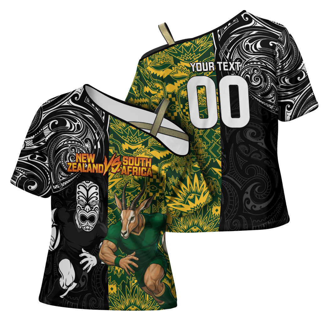 Custom New Zealand vs South Africa Cross Shoulder Shirt Rugby Rivalry Two Nations One Battle