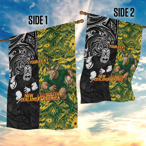 Custom New Zealand vs South Africa Garden Flag Rugby Rivalry Two Nations One Battle