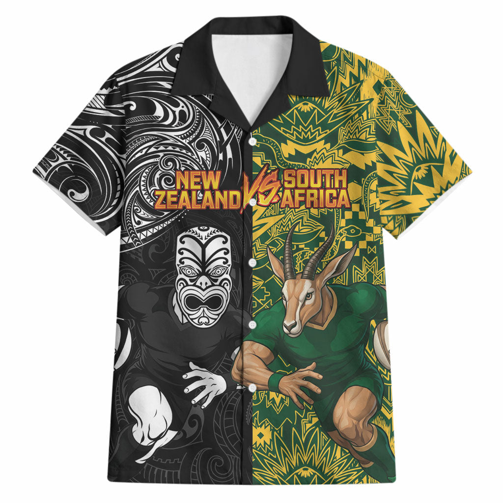 Custom New Zealand vs South Africa Hawaiian Shirt Rugby Rivalry Two Nations One Battle